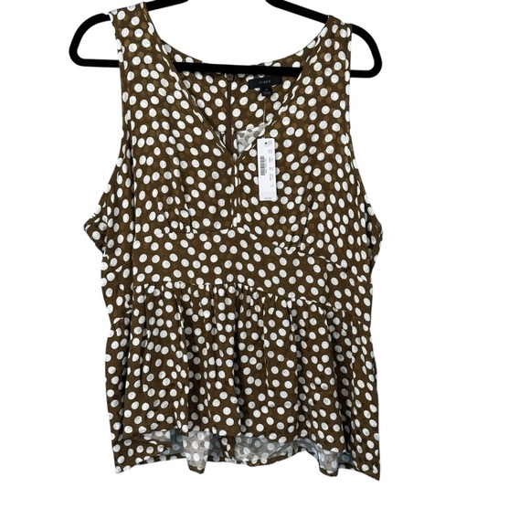 J. Crew Brown and Cream Peplum Tank Top - Picture 1 of 8